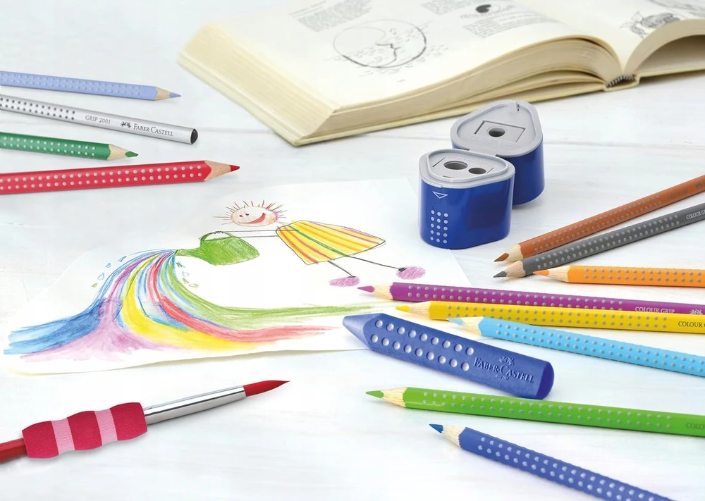 Spalvotų pieštukų rinkinys „Faber-Castell“, 10 spalvų, su rankena, 201585