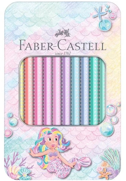 Faber-Castell Blizgančios didelės pastelinės spalvos skardinės – 10 vnt. (210910)