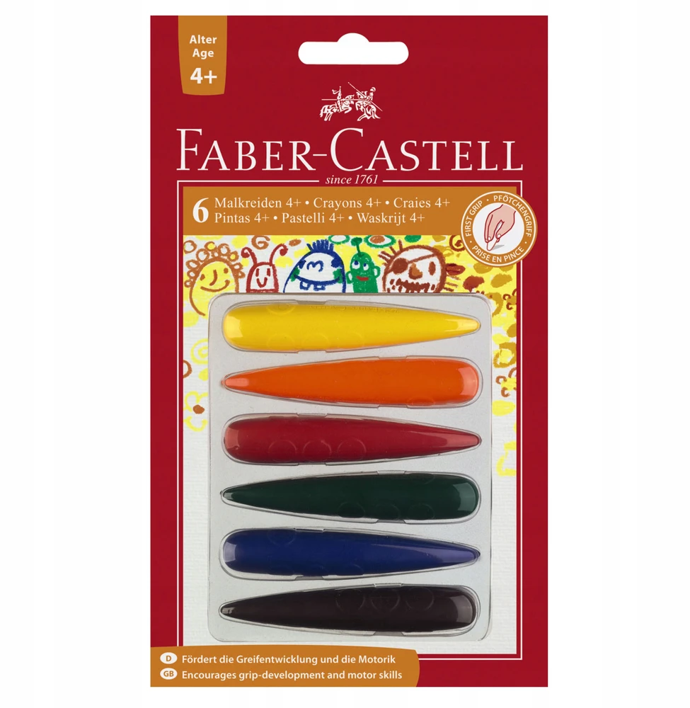 Faber-castell vaško kreidelės, 6 vnt.