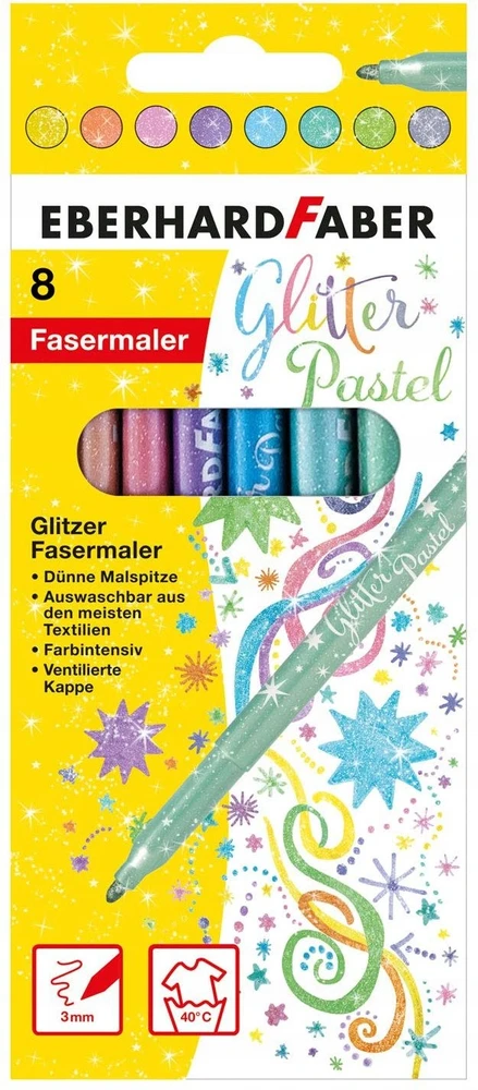 Flomasteriai EberhardFaber, blizgūs, pasteliniai,8 spalvų