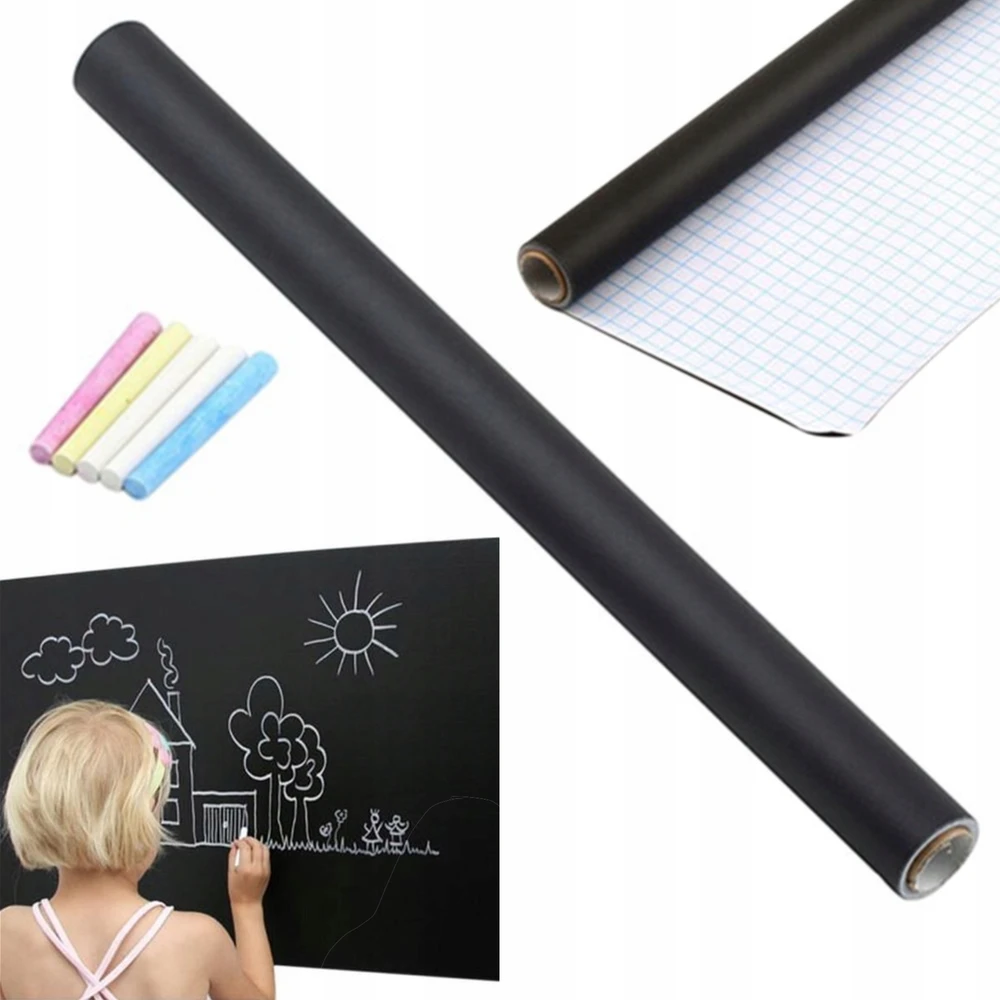 Falcon Adjustable self-adhesive chalk board for children 45 x 200 cm + chalk RC-K-340 juodas