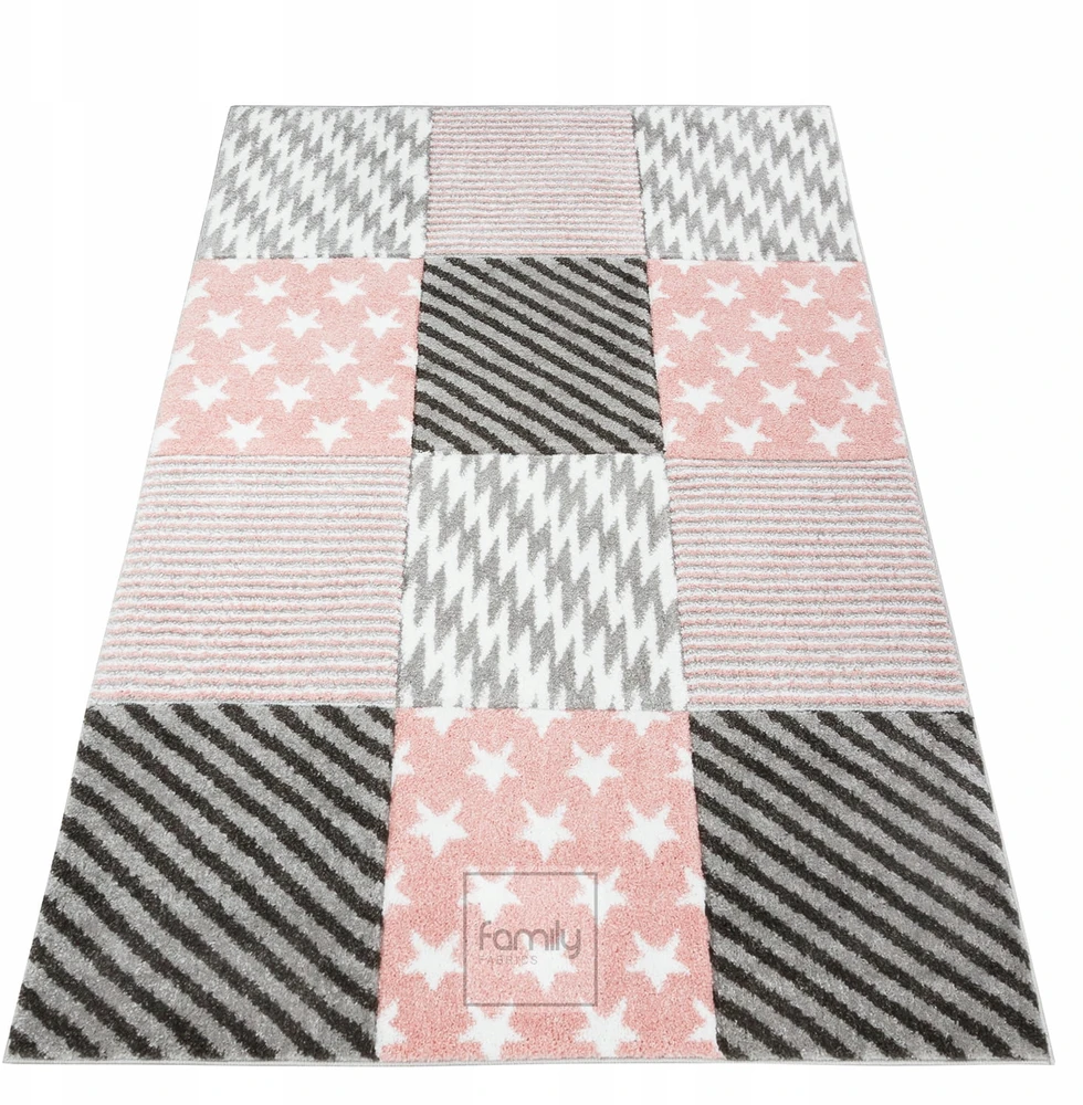 Family fabrics DYWAN DLA DZIECKA - DZIECIĘCY KIDS JAZZ 3D ROŽINĖ - 80 x 150