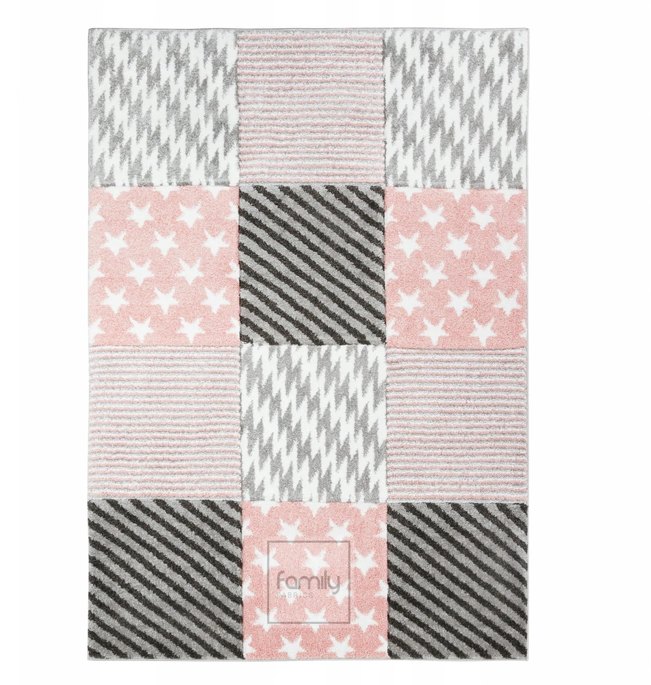 Family fabrics DYWAN DLA DZIECKA - DZIECIĘCY KIDS JAZZ 3D ROŽINĖ - 80 x 150