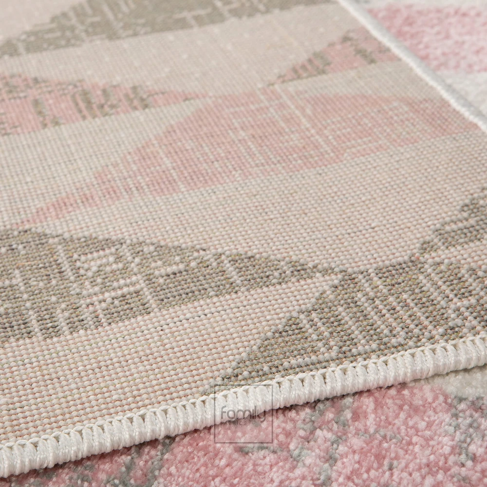 Family fabrics Dywan Dziecięcy 160x220 Do Pokoju Dziecka Rožinė Geometryczny Miękkie Runo