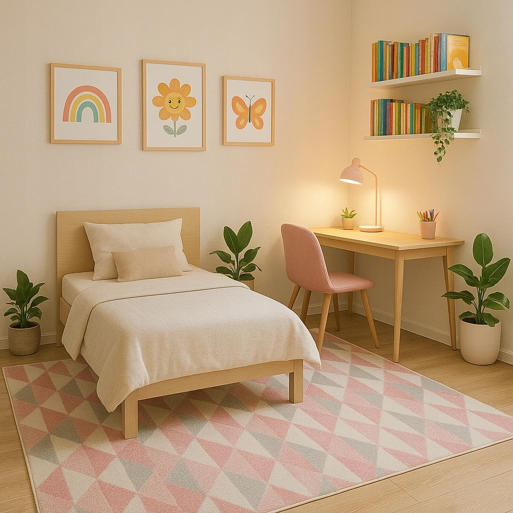 Family fabrics Dywan Dziecięcy 160x220 Do Pokoju Dziecka Rožinė Geometryczny Miękkie Runo
