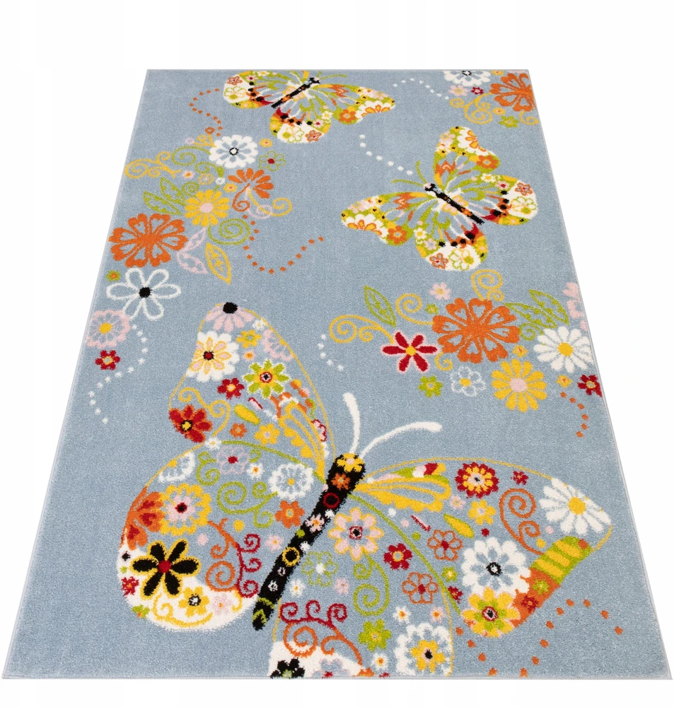 Family fabrics Dywan dziecięcy 577 mėlynas w motyle - 140x200