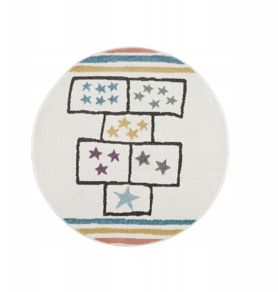 Family fabrics DYWAN OKRĄGŁY DLA DZIECKA DZIECIĘCY KIDS KREMOWY KOLOROWE KLASY Koło Fi 120