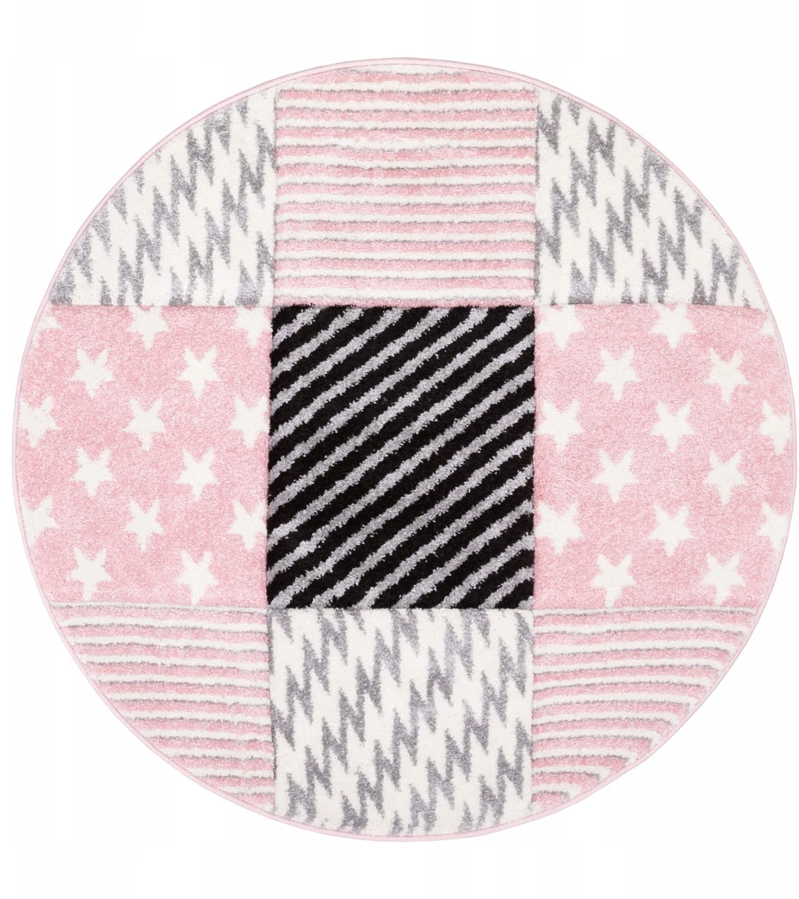 Family Fabrics DYWAN OKRĄGŁY DLA DZIECKA - DZIECIĘCY KIDS JAZZ ROŽINĖ - Koło Fi 140