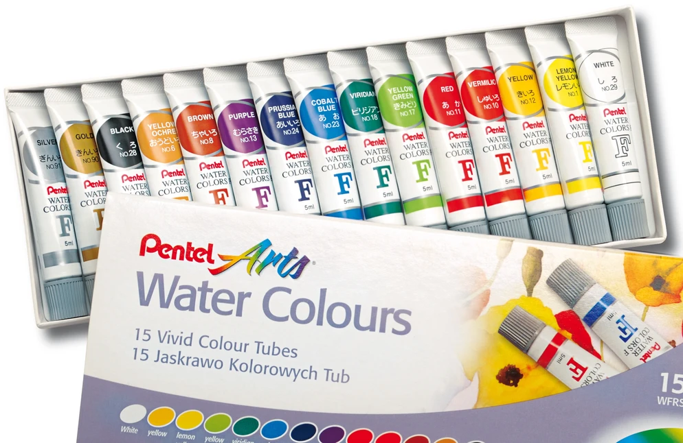 Farby akwarele PENTEL w tubach 15szt WFRS-15