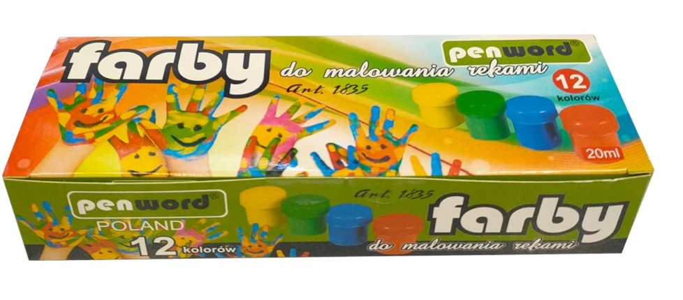 St. Majewski Farby do malowania palcami 12 kolorów x 20ml Penword