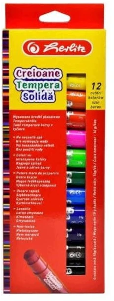 FARBY W SZTYFCIE 12 KOLORÓW HERLITZ CREIOANE TEMPERA SOLIDA