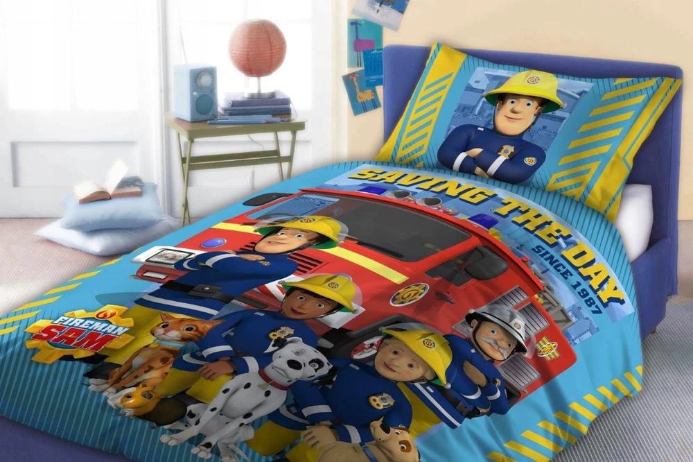 Faro Fireman Sam Saving the Day patalynės komplektas, 100×135 cm, 40×60 cm