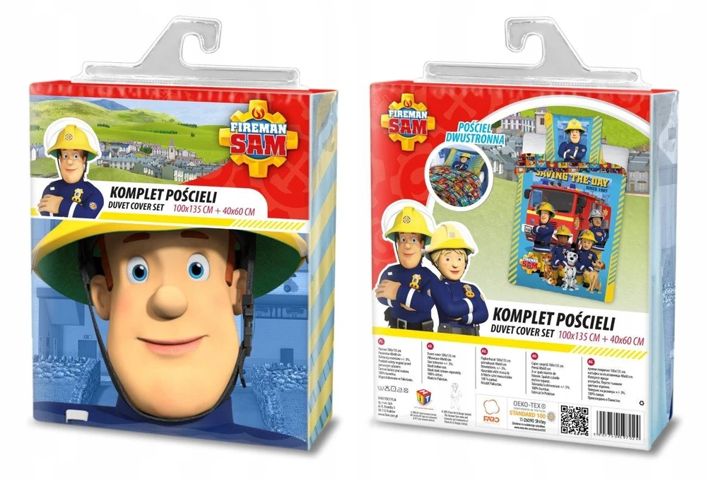 Faro Fireman Sam Saving the Day patalynės komplektas, 100×135 cm, 40×60 cm