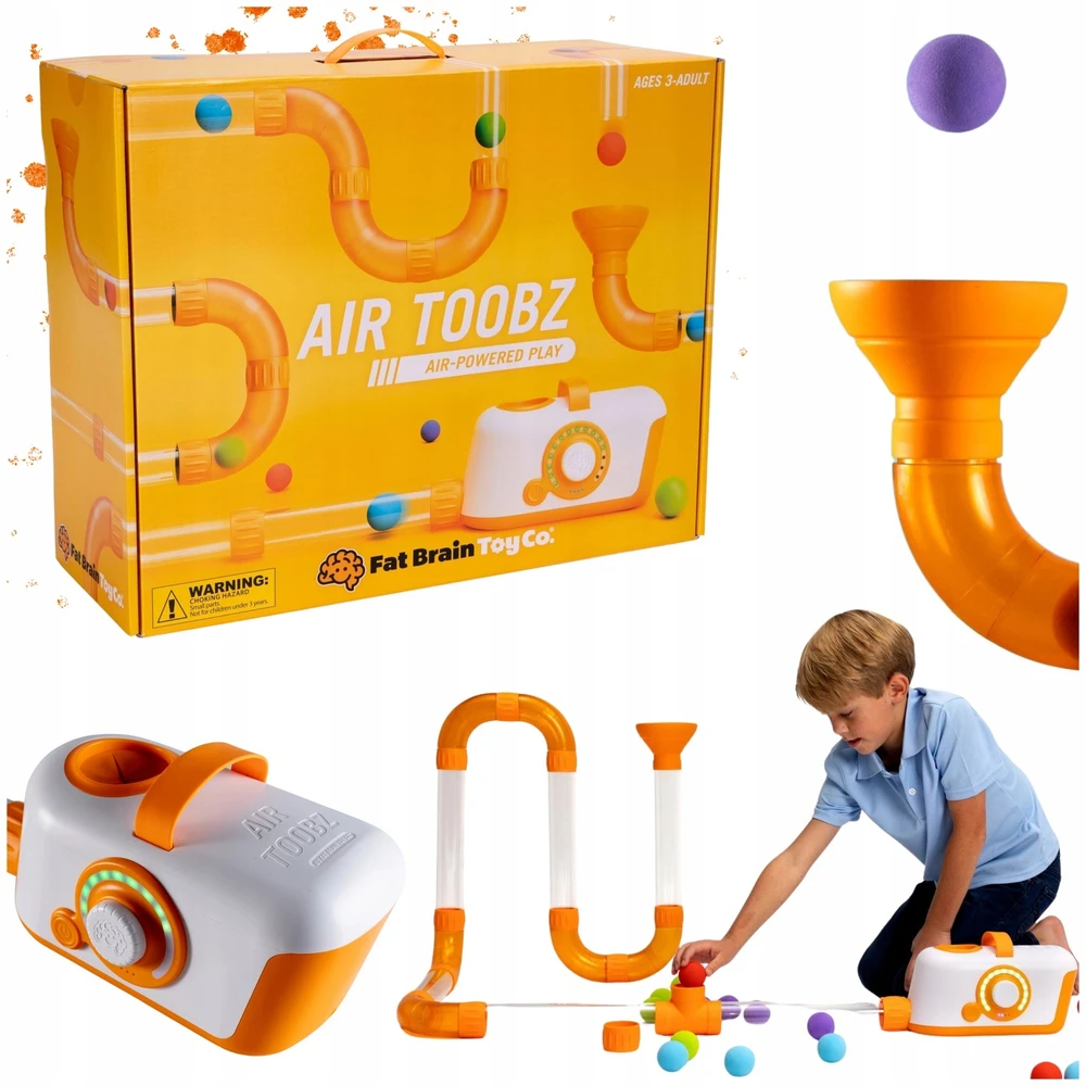 Fat Brain Toys Kamuoliukų pūstuvas su vamzdžiais ir jungtimis Fat Brain Toy „Air Toobz“