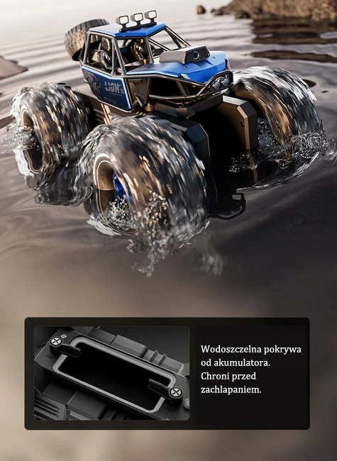 Fayee BEKEELĖS VALDYMAS AUTOMOBILIS AUTO RC 4X4 METAL AMPHIBIA 360° ATSPIRUS VANDENI