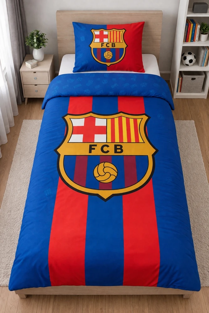 FC Barcelona patalynės komplektas 140x200 cm, pagalvės užvalkalas 50x60 cm 100% medvilnė