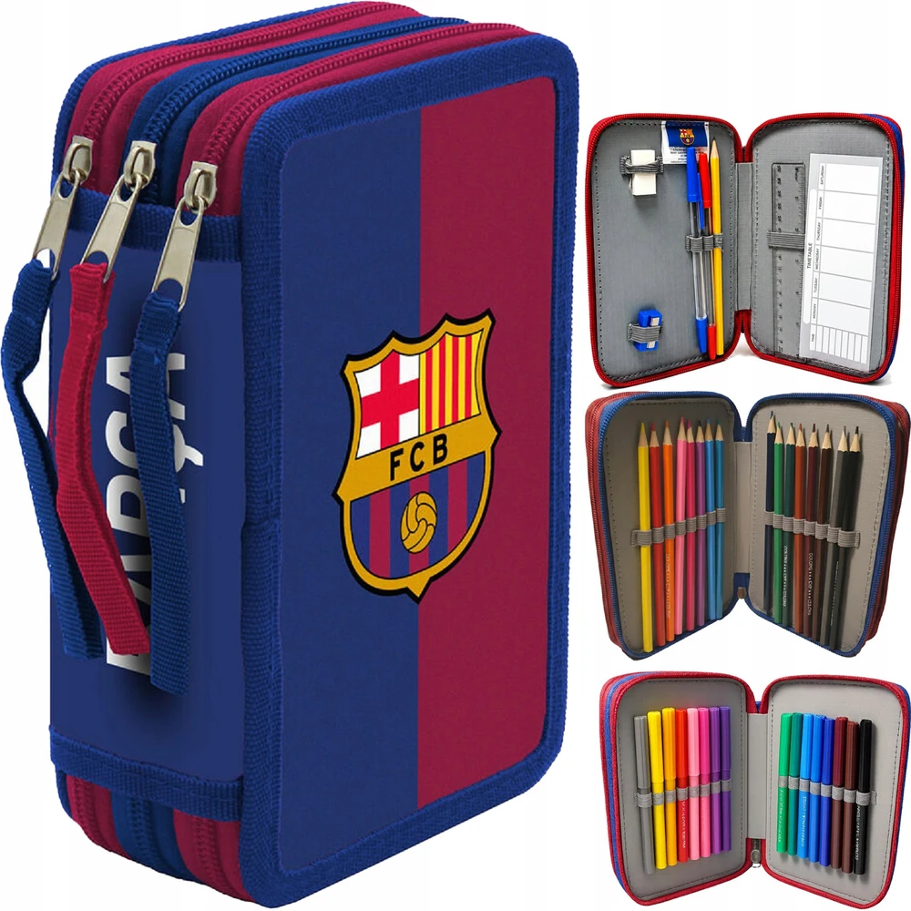 Cyp Brands FC BARCELONA TRIJŲ DALČIŲ SCHOOL PENCALS CASE EQUIPMENT kreidelės BARCA markeriai