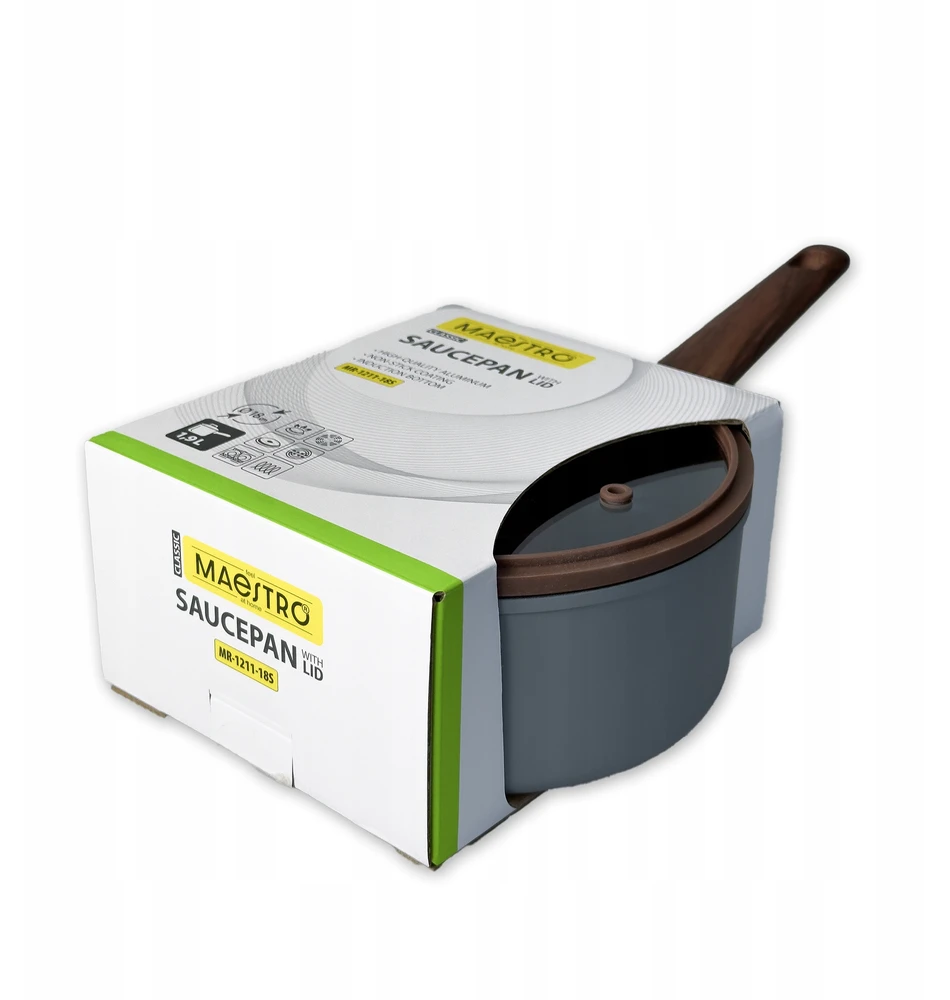 18cm saucepan su dangčiu, 1.9L MR-1211-18S MAESTRO pilkas