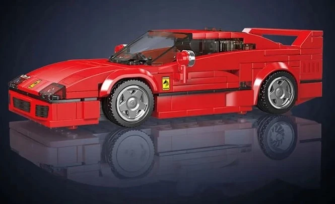 Ferrari F40 - Mould King blokuoja 27038 greičio čempionų rinkinį + vitrina