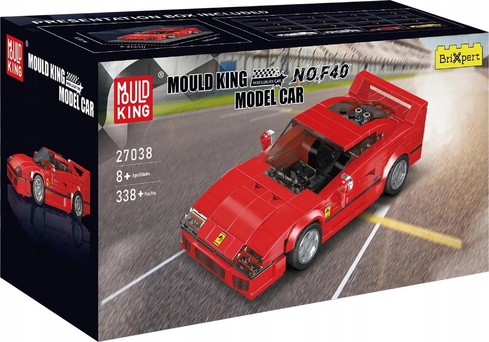 Ferrari F40 - Mould King blokuoja 27038 greičio čempionų rinkinį + vitrina