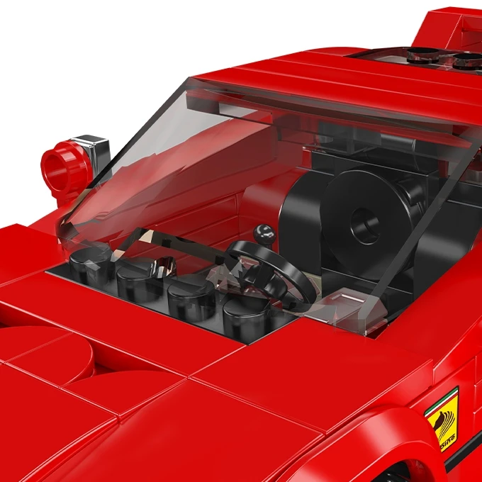 Ferrari F40 - Mould King blokuoja 27038 greičio čempionų rinkinį + vitrina