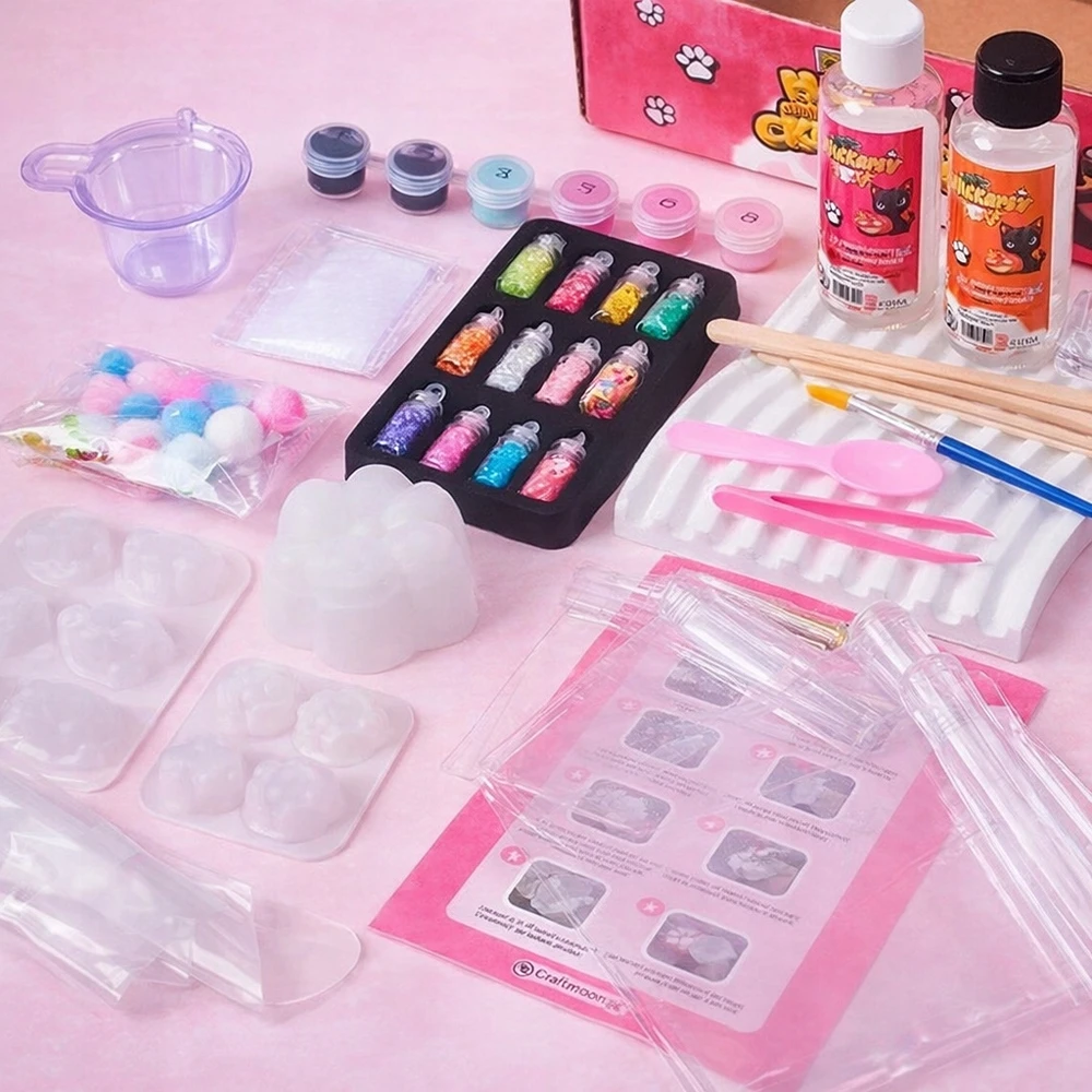 Fest SLIME SLIME RINKINYS SU GLITTER katės letenėle DIY 69 vnt + NEMOKAMAI