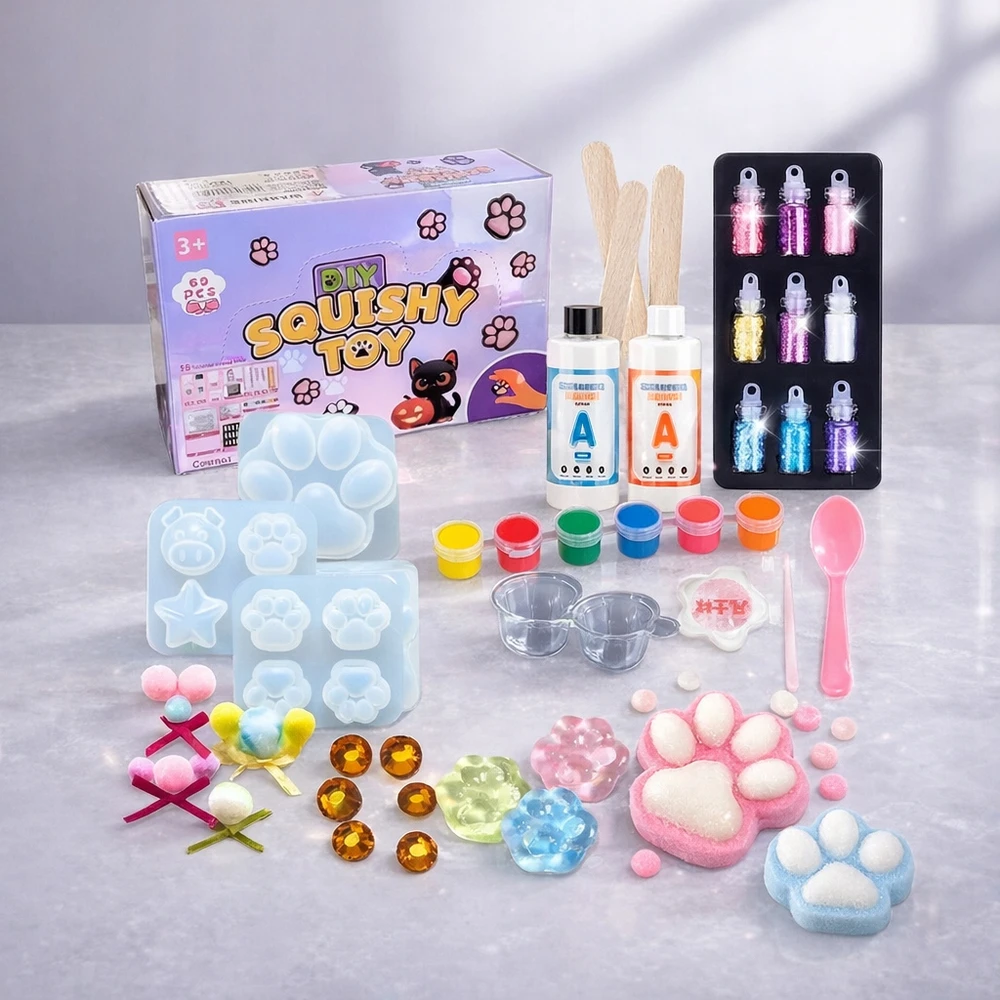Fest SLIME SLIME RINKINYS SU GLITTER katės letenėle DIY 69 vnt + NEMOKAMAI