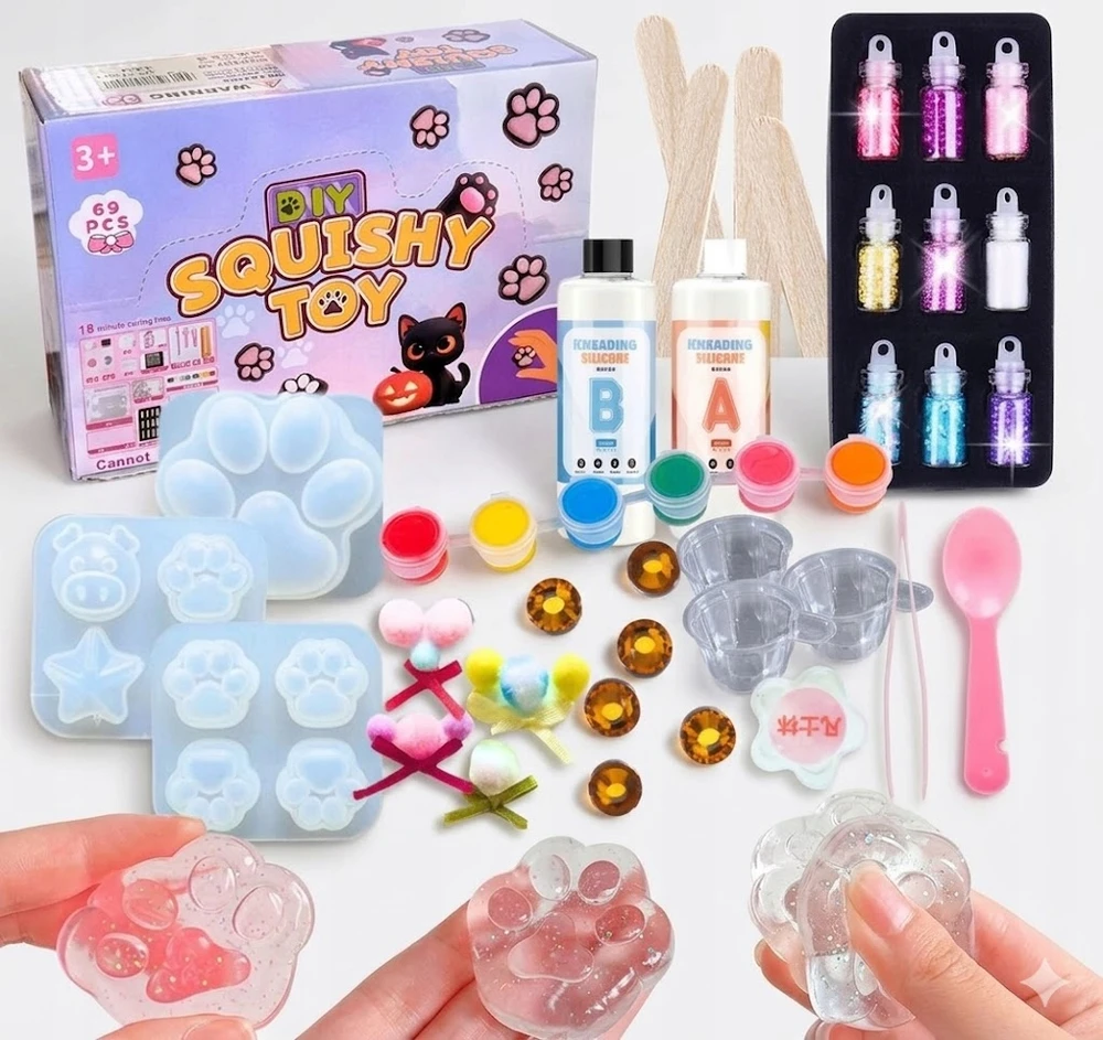 Fest SLIME SLIME RINKINYS SU GLITTER katės letenėle DIY 69 vnt + NEMOKAMAI