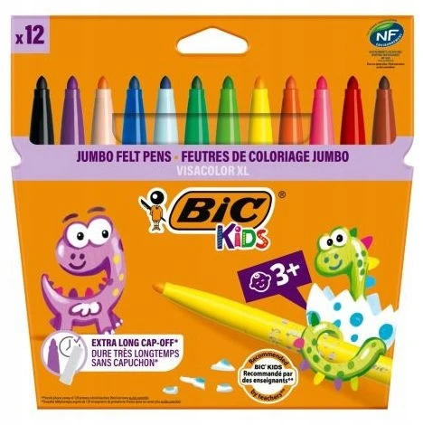 Feutras - BIC KIDS - 594 - 12 vienetų rinkinys - Ekstra didelis galiukas - Sumaišytos spalvos