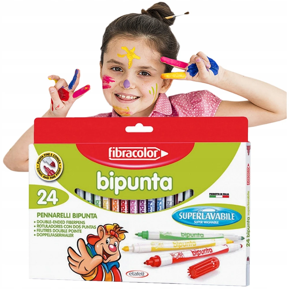 Fibracolor dvipusiai flomasteriai vaikams, 24 spalvos
