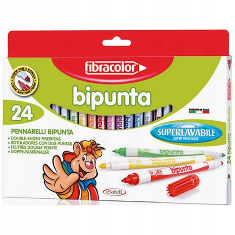 Fibracolor dvipusiai flomasteriai vaikams, 24 spalvos