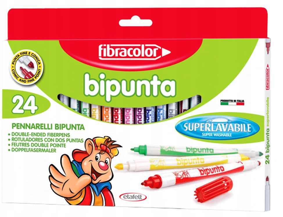 Fibracolor dvipusiai flomasteriai vaikams, 24 spalvos