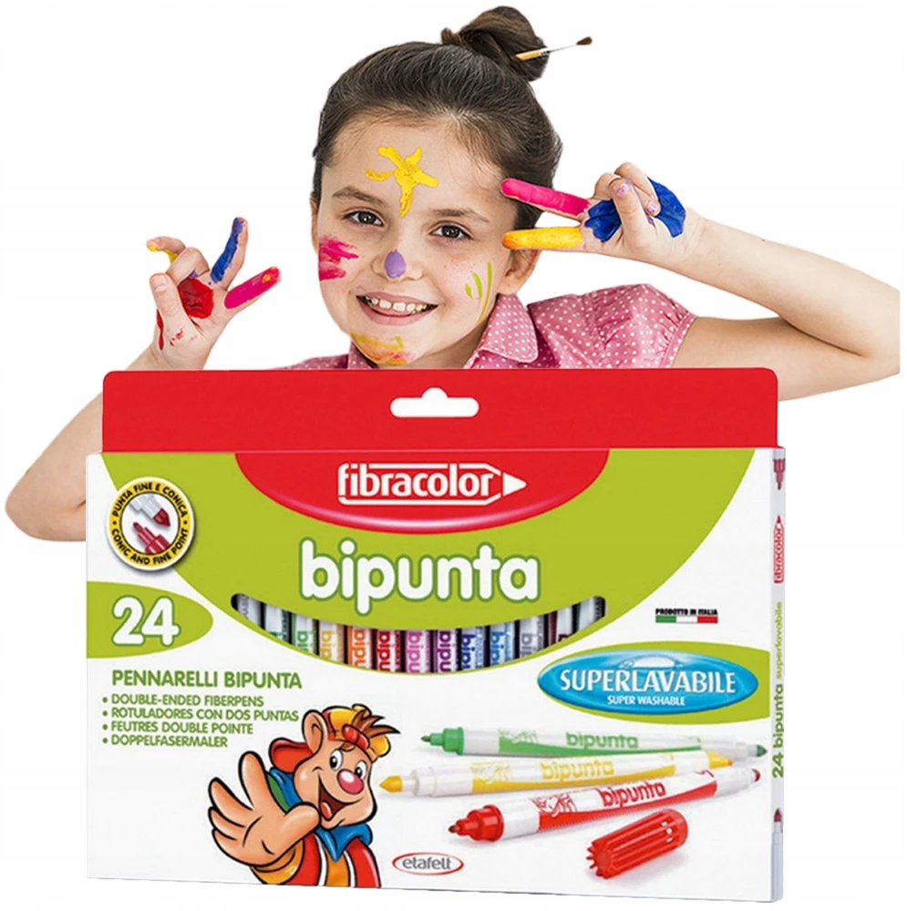 Fibracolor dvipusiai flomasteriai vaikams, 24 spalvos