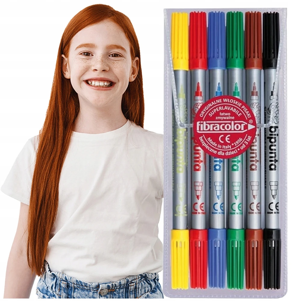 Fibracolor flomasteriai, 6 vnt. su dėklu