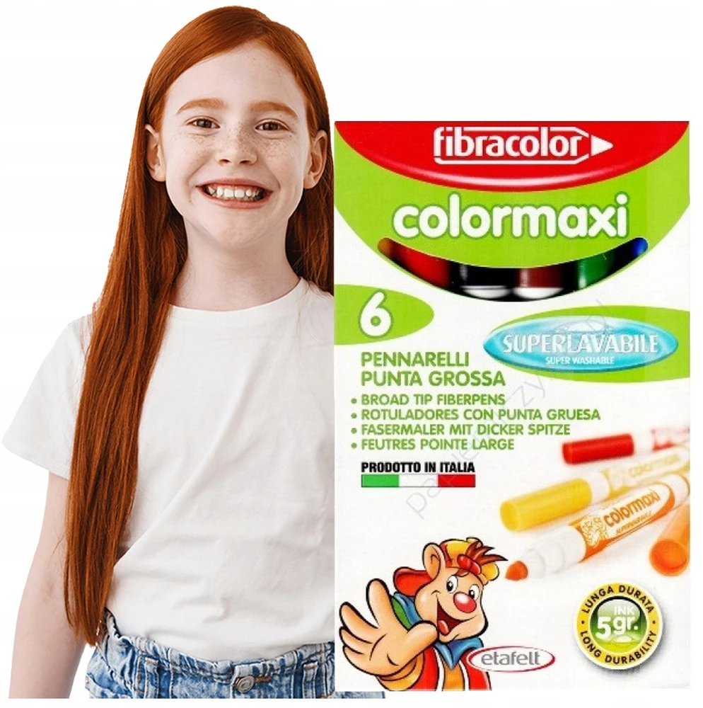 Fibracolor Maxi spalvinimo markeriai vaikams, 6 spalvos