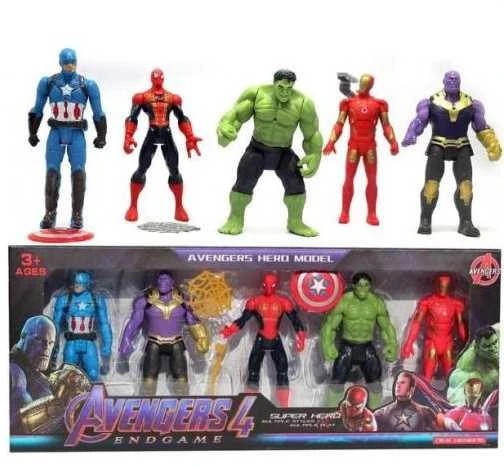 Malplay Keršytojų herojų figūrėlės- AVENGERS SPIDERMAN, HULK, IRON MAN, THANOS