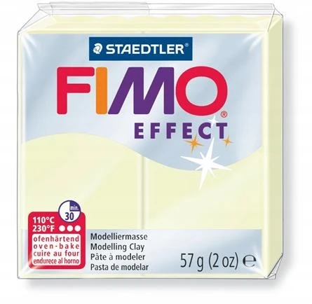 Modelinas FIMO EFFECT, 57 g, naktį šviečianti balta sp.