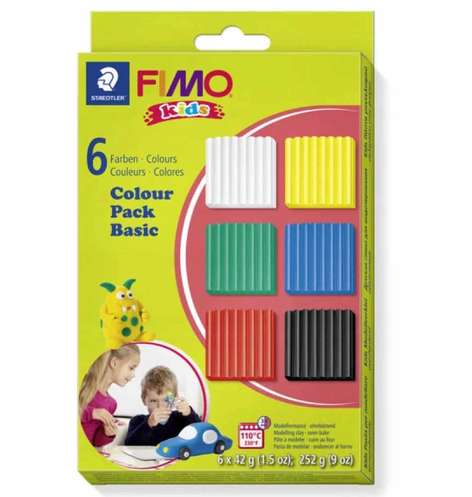 Fimo Kids Modeliavimo pasta - FIMO - Vaikams - 6 blokelių rinkinys - Kietėja krosnyje - Daugiaspalvė - Nuo 8 metų