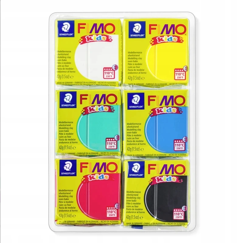 Fimo Kids Modeliavimo pasta - FIMO - Vaikams - 6 blokelių rinkinys - Kietėja krosnyje - Daugiaspalvė - Nuo 8 metų