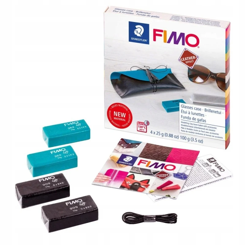 Fimo Leather Effect rinkinys: 4x25g maselės + priedai