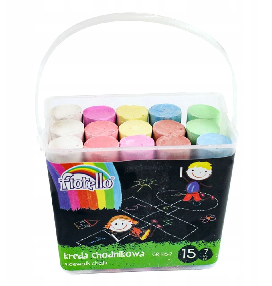 Kreida piešimui ant asfalto FIORELLO, 7 sp., 15 vnt., kibirėlyje