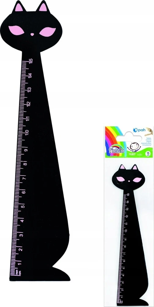 Fiorello Medinė liniuotė 15cm su katės motyvu
