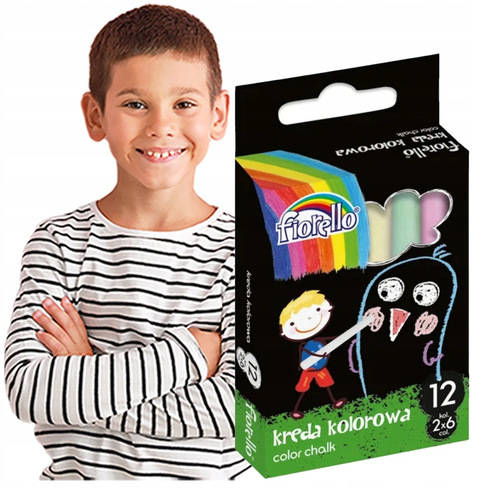 FIORELLO Spalvota kreida 12 vnt. 6 SPALVOS Apvalios