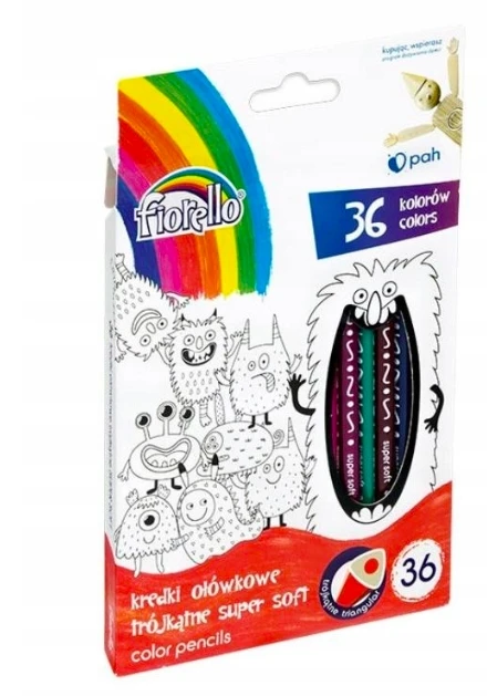 Fiorello spalvoti pieštukai, 36 spalvos, minkštas grafitas