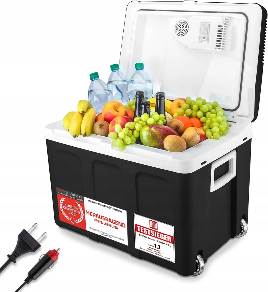 TZS First Austria Thermoelectric Cooling Box, 45L (40L Net), F, AC/DC, TROLLEY FA-5170-2-BA