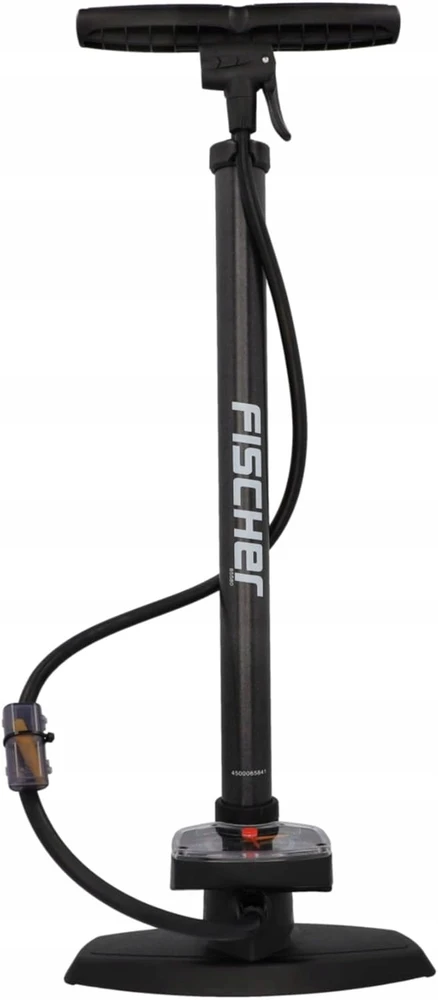 FISCHER professional bicycle stand pump, manometer, duo head, air pump (juodas/sidabrinis, incl. adapter)