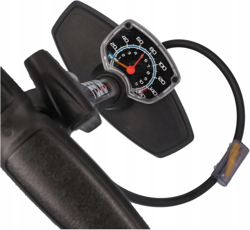 FISCHER professional bicycle stand pump, manometer, duo head, air pump (juodas/sidabrinis, incl. adapter)
