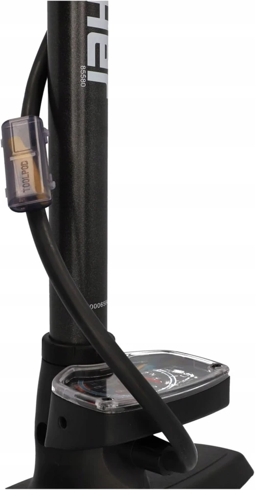 FISCHER professional bicycle stand pump, manometer, duo head, air pump (juodas/sidabrinis, incl. adapter)