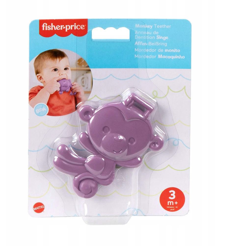 FISHER PRICE BABY TEETHER PURPLE MONKEY SOFT BE BPA