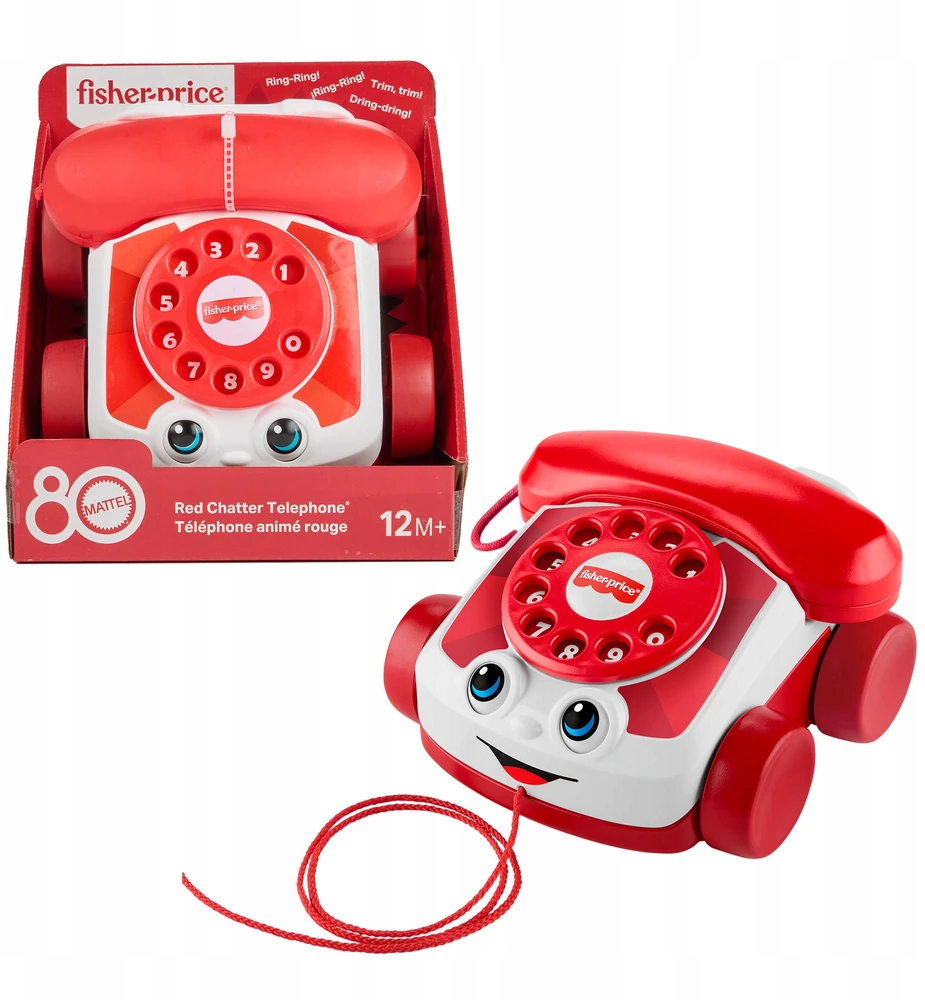 Fisher-price Klasikinis raudonas telefonas traukiamas žaislas